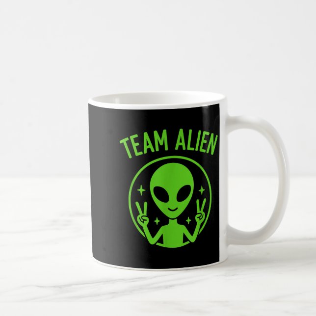Caneca De Café Equipe Alien - Extraterrestre Verde Engraçado Sina (Direita)