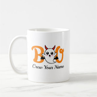 Caneca De Café Equipe Boo Laranja Família Halloween Personalizada