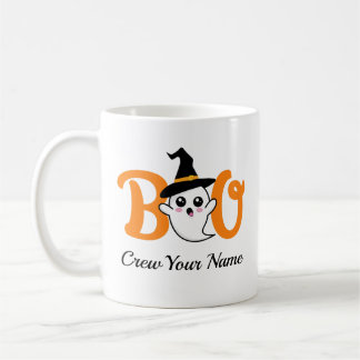 Caneca De Café Equipe Boo Laranja Família Halloween Personalizada