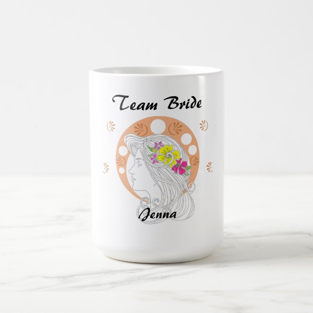 Caneca De Café Equipe da Noiva | Desenho à Mão Personalizável (Centro)
