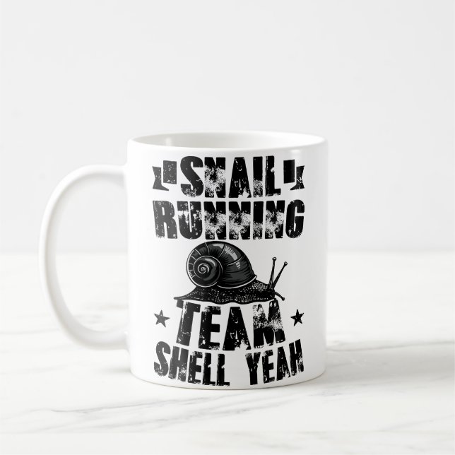 Caneca De Café Equipe de Caracol Correndo Piada de Caracol Engraç (Esquerda)