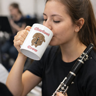 Caneca De Café Equipe de Clarinete Fofa Cachorrinho Marrom