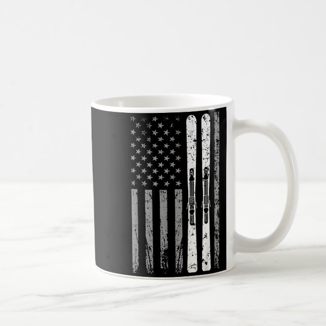 Caneca De Café Equipe de esqui downhill 4 de julho bandeira ameri (Direita)