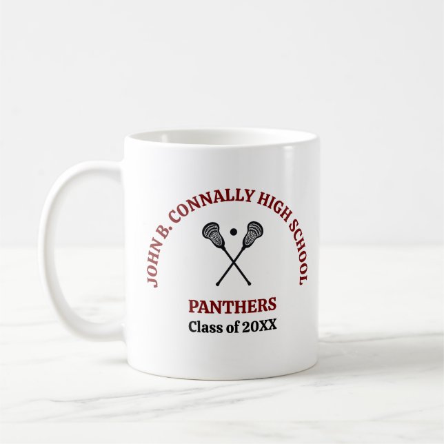 Caneca De Café Equipe de Lacrosse Personalizada da Maroon High Sc (Esquerda)