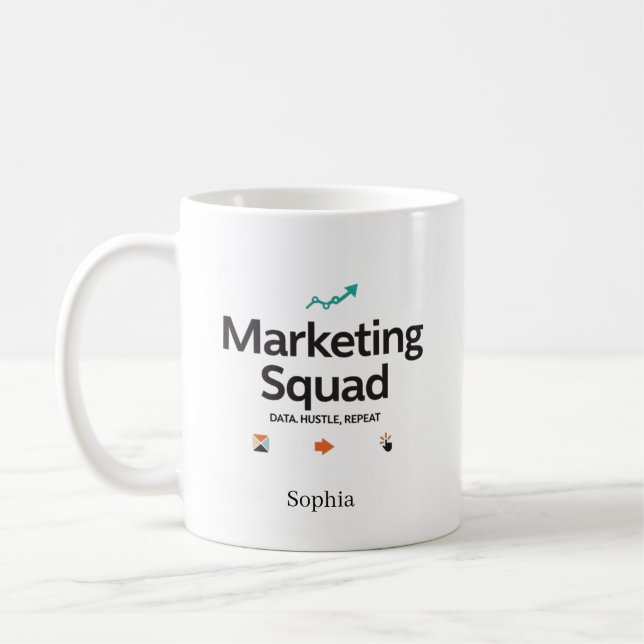 Caneca De Café Equipe de Marketing Nome Personalizado (Esquerda)