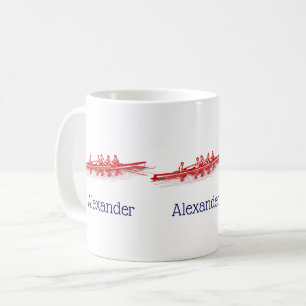 Caneca De Café Equipe de Remo Remadores Vermelhos Esportes Aquáti