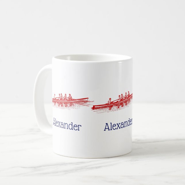 Caneca De Café Equipe de Remo Remadores Vermelhos Esportes Aquáti (Frente Esquerda)