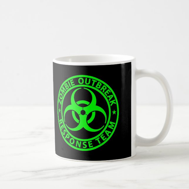 Caneca De Café Equipe de Resposta a Surtos de Zumbis Verde Neon (Direita)