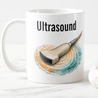 Caneca De Café Equipe de Ultrassom Sonda de Sonografia Ondas Sono