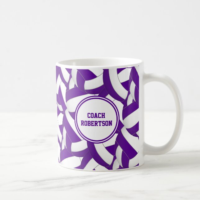 Caneca De Café equipe de vôlei branca roxa colorido presente de t (Direita)