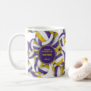 Caneca De Café equipe de vôlei de ouro roxo colorido nome do trei