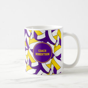 Caneca De Café equipe de vôlei de ouro roxo colorido presente de 