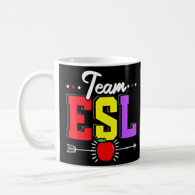 Caneca De Café Equipe Esl Inglês Como Segundo Ensino Online (Esquerda)