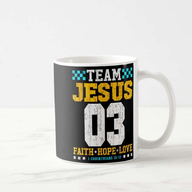 Caneca De Café Equipe Jesus 03 Fé Esperança Amor Versículo Bíblic (Direita)