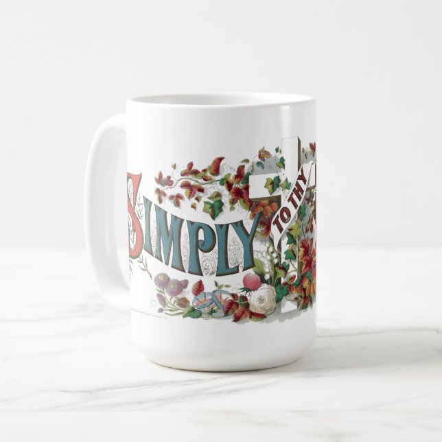 Caneca De Café Era Vitoriana Simplesmente À (Cruz) Eu Me Apego (Frente Esquerda)