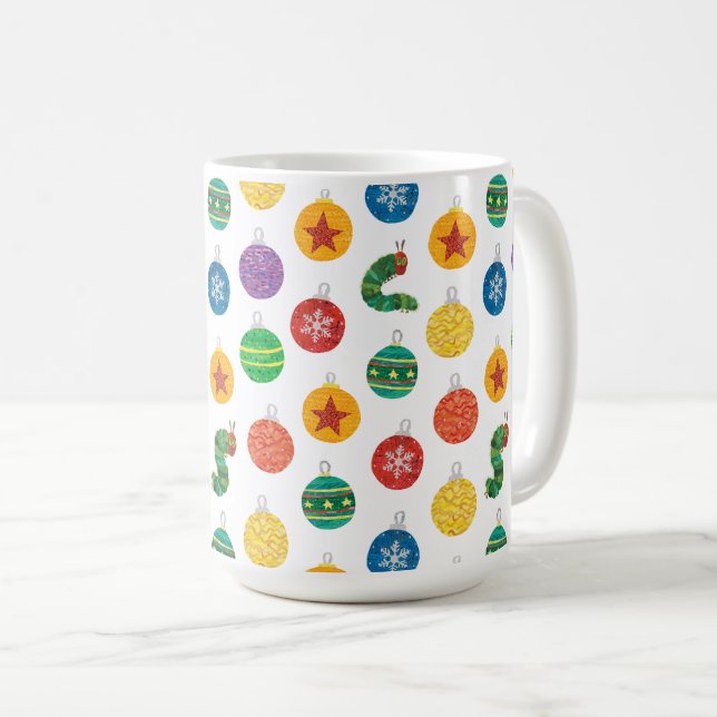 Caneca De Café Eric Carle | Padrão de Natal da lagarta (Frente Esquerda)