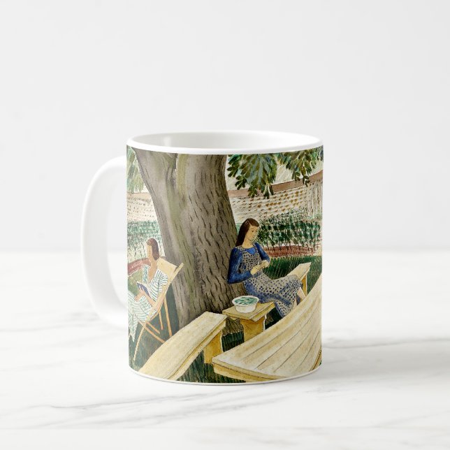 Caneca De Café Eric Ravilious - Duas Mulheres em um Jardim, (Frente Esquerda)