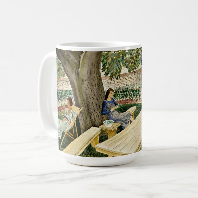 Caneca De Café Eric Ravilious - Duas Mulheres num Jardim, (Frente Esquerda)