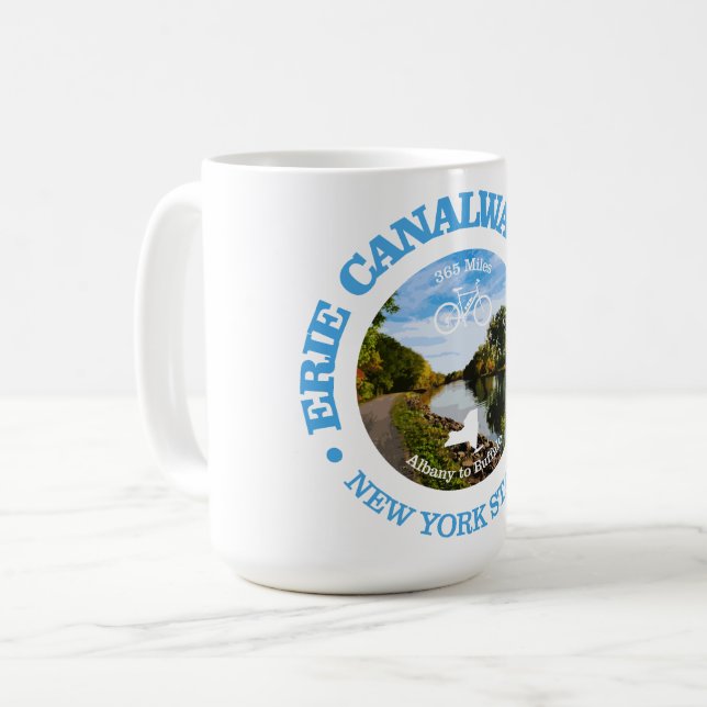 Caneca De Café Erie Canalway Trail (ciclismo c) (Frente Esquerda)