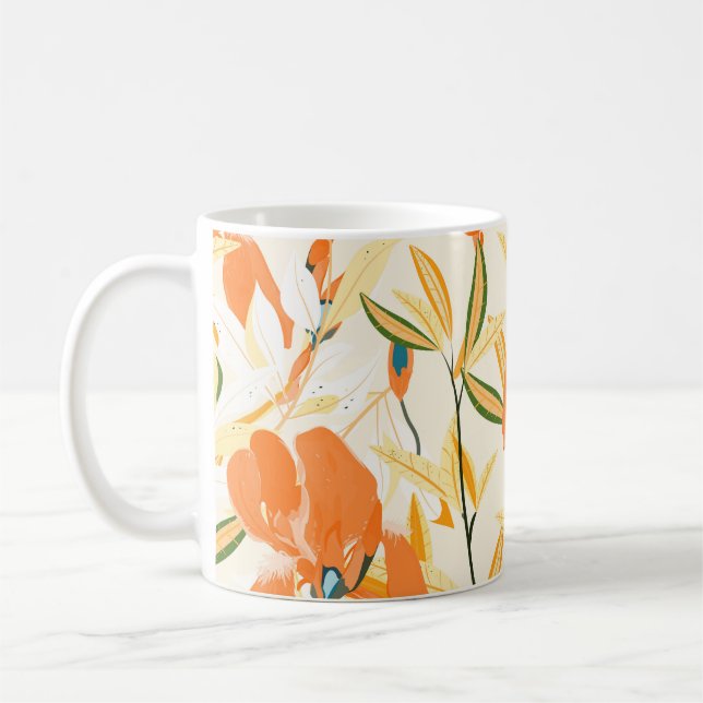Caneca De Café Erris de laranja: padrão floral uniforme (Esquerda)
