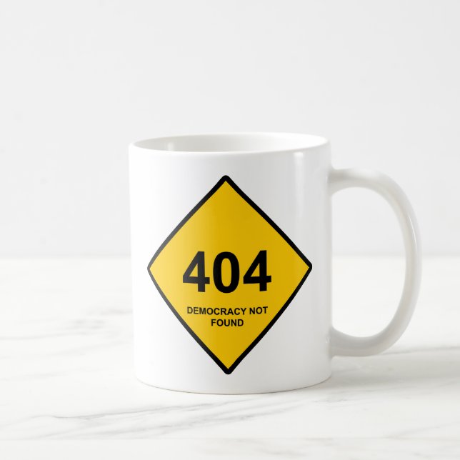Caneca De Café Erro 404: Democracia Não Encontrada (Direita)