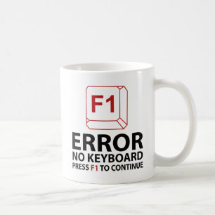 Caneca De Café Erro Sem Teclado Pressione F1 Para Continuar