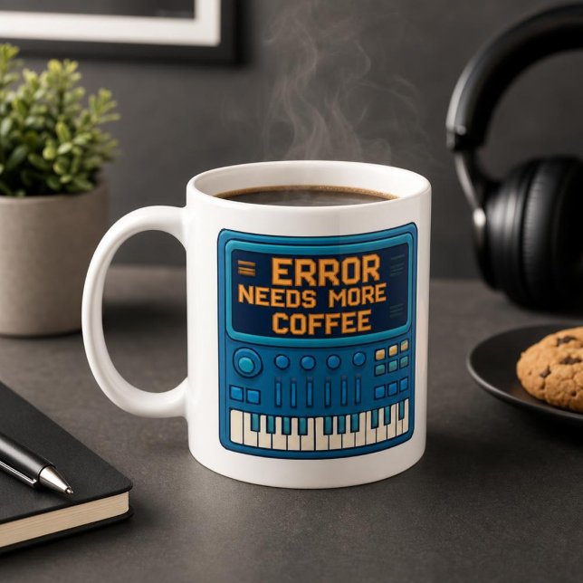 Caneca De Café Error: Need More Coffee – Synthesizer Humor (Criador carregado)