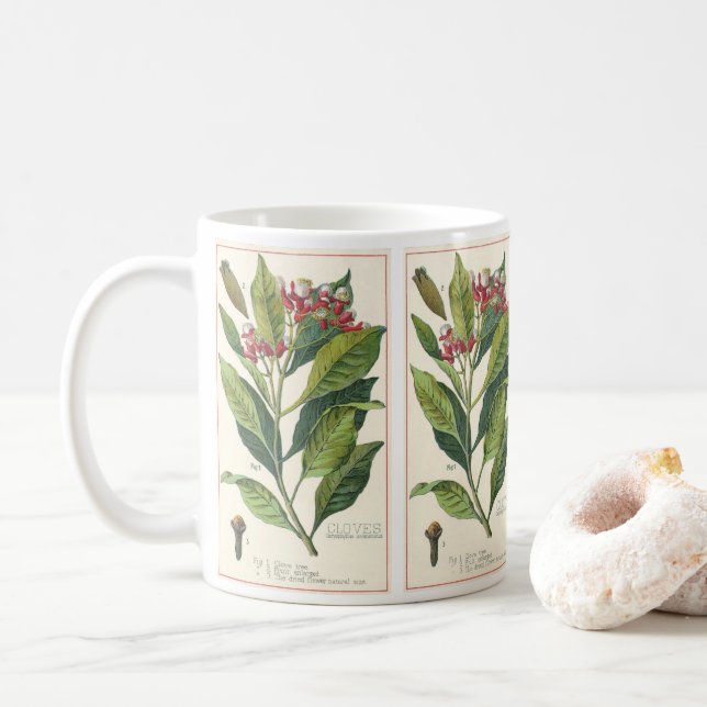 Caneca De Café Ervas e especiarias alimentares vintage, planta de (Com Donut)