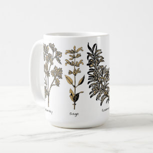Caneca De Café Ervas Salsa Sálvia Alecrim & Tomilho