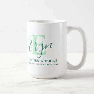 Caneca De Café Eryn name significa monograma E verde