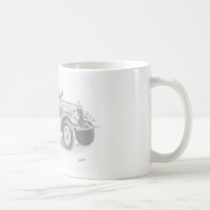 Caneca De Café esboço de caminhão de bombeiros vintage desenhado 