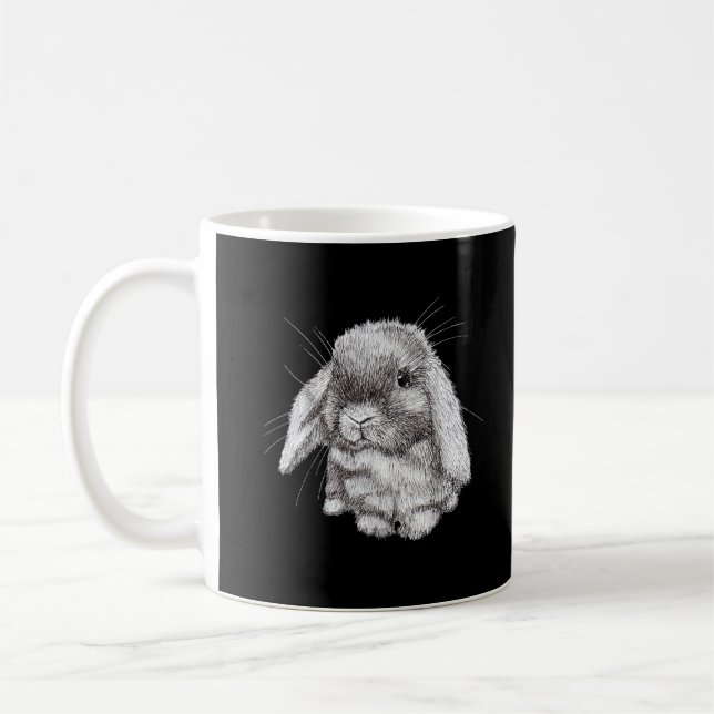 Caneca De Café Esboço de Coelho de Orelhas Caídas para Homens, Mu (Esquerda)