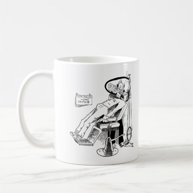 Caneca De Café Esboço de Dentista Engraçado (Esquerda)