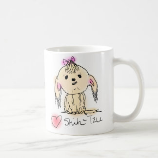 Caneca De Café Esboço de Doodle da Mulher Bela Shih Tzu