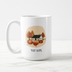 Caneca De Café Esboço Personalizado de Outono