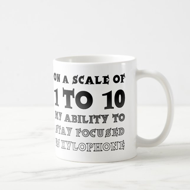 Caneca De Café Escala De 1 A 10 Canetas Engraçadas Focadas (Direita)