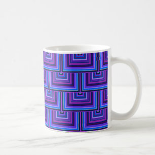 Caneca De Café Escalas quadradas azuis e roxas