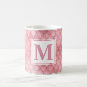 Caneca De Café Escamas de Dragão Brilhantes Rosa Pálido & Dourado