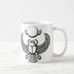 Caneca De Café Escaravelho egípcio antigo preto e branco
