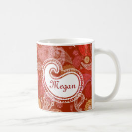 Caneca De Café Escarlate vermelho de paisley