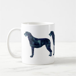 Caneca De Café Escocês de Deerhound Black Watercolor Silhouket