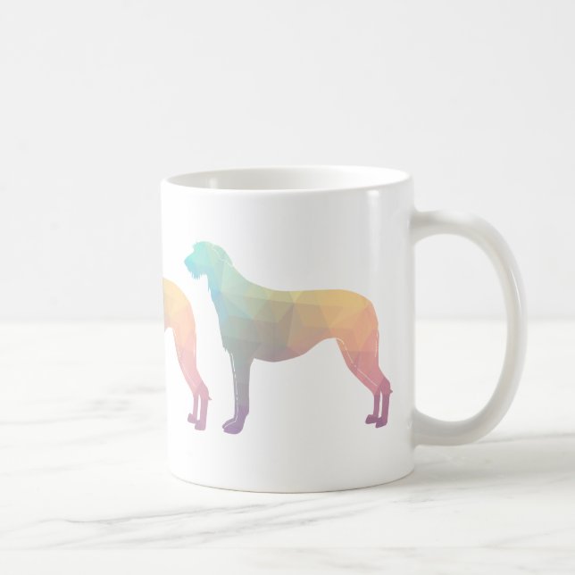 Caneca De Café Escocês Deerhound Geométrico Pattern Silhouette (Direita)