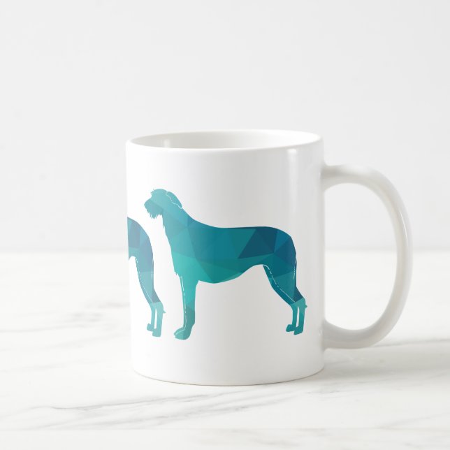 Caneca De Café Escocês Deerhound Geométrico Pattern Silhouette (Direita)