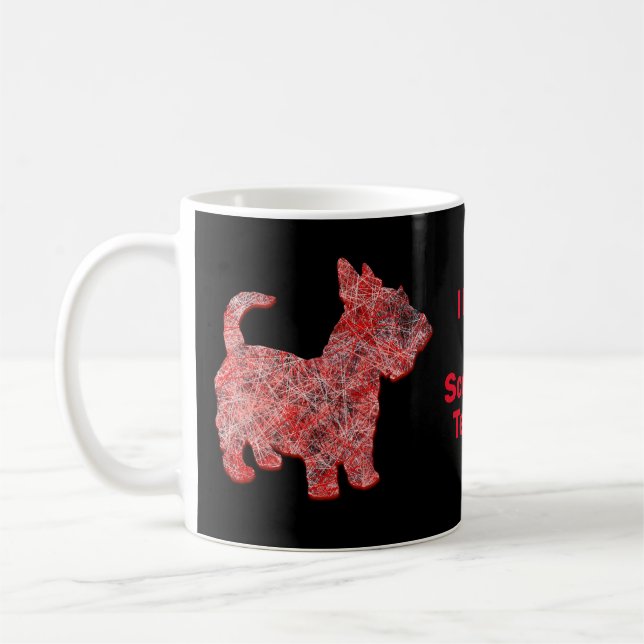 Caneca De Café Escocês Terrier Dog Silhouket Red Grid (Esquerda)