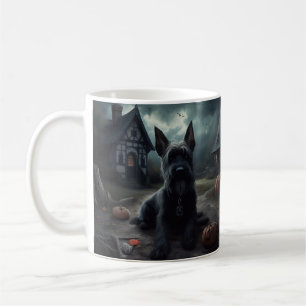 Caneca De Café Escocês Terrier Pumpkins Halloween Scary