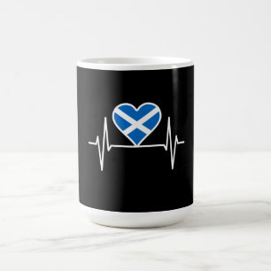 Caneca De Café Escócia - Coração Batendo Bandeira da Escócia