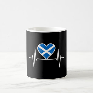 Caneca De Café Escócia - Coração Batimento da Bandeira da Escócia