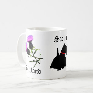 Caneca De Café Escócia Scottish terrier/Scottie, espinho de flor