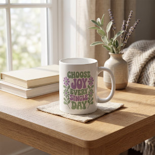 Caneca De Café Escolha a Alegria Todos os Dias Salvia Lavanda