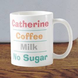 Caneca De Café Escolha de Bebida, Leite e Preferência de Açúcar n